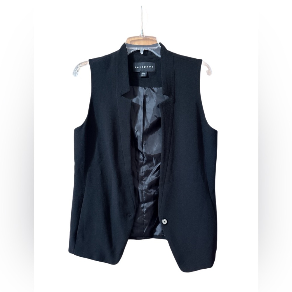 Metaphor Black One-Button Sleeveless Blazer Vest Tailored Waistcoat XS EUC